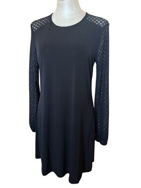 Michael Michael Kors Women’s Black Lace Long Sleeve Shift Knit Dress Size M NEW